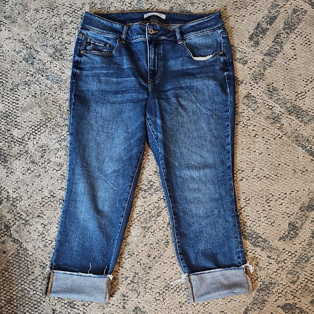 KanCan Dark Blue Boyfriend Crop Jeans